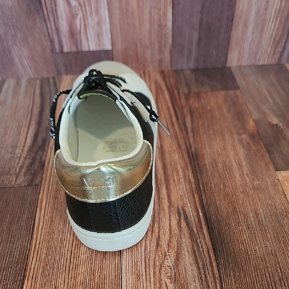 Vintage Havana Black and White Sneakers with Gold Highlights - Picture 9 of 10